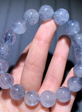 天然蓝钢丝发单圈手链饰品女