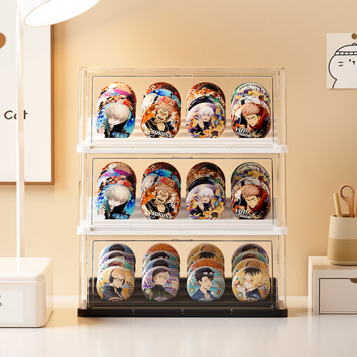 吧唧收纳盒阶梯式桌面徽章展示架透明亚克力谷子多层动漫周边摆件 - 图2