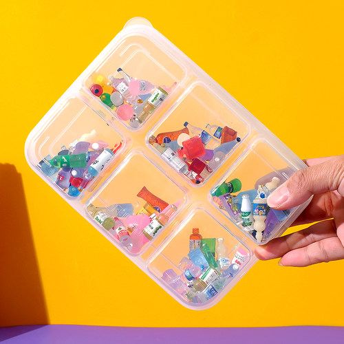 微缩模型食玩收纳盒萌粒展示盒迷你玩具透明分格盒摆件积木整理盒 - 图3