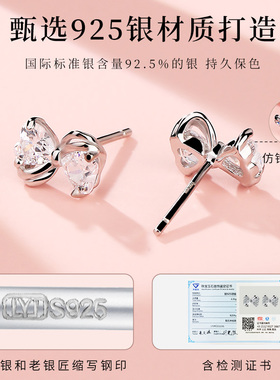 老银匠s925银耳钉女甜美风蝴蝶结