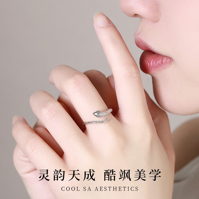 S925 sterling silver ring for women with adjustable opening