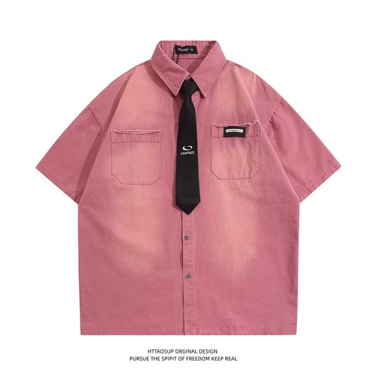 Vintage design niche Hong Kong style chic tie shirt