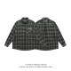 Japanese retro green plaid long-sleeved shirt autumn jacket