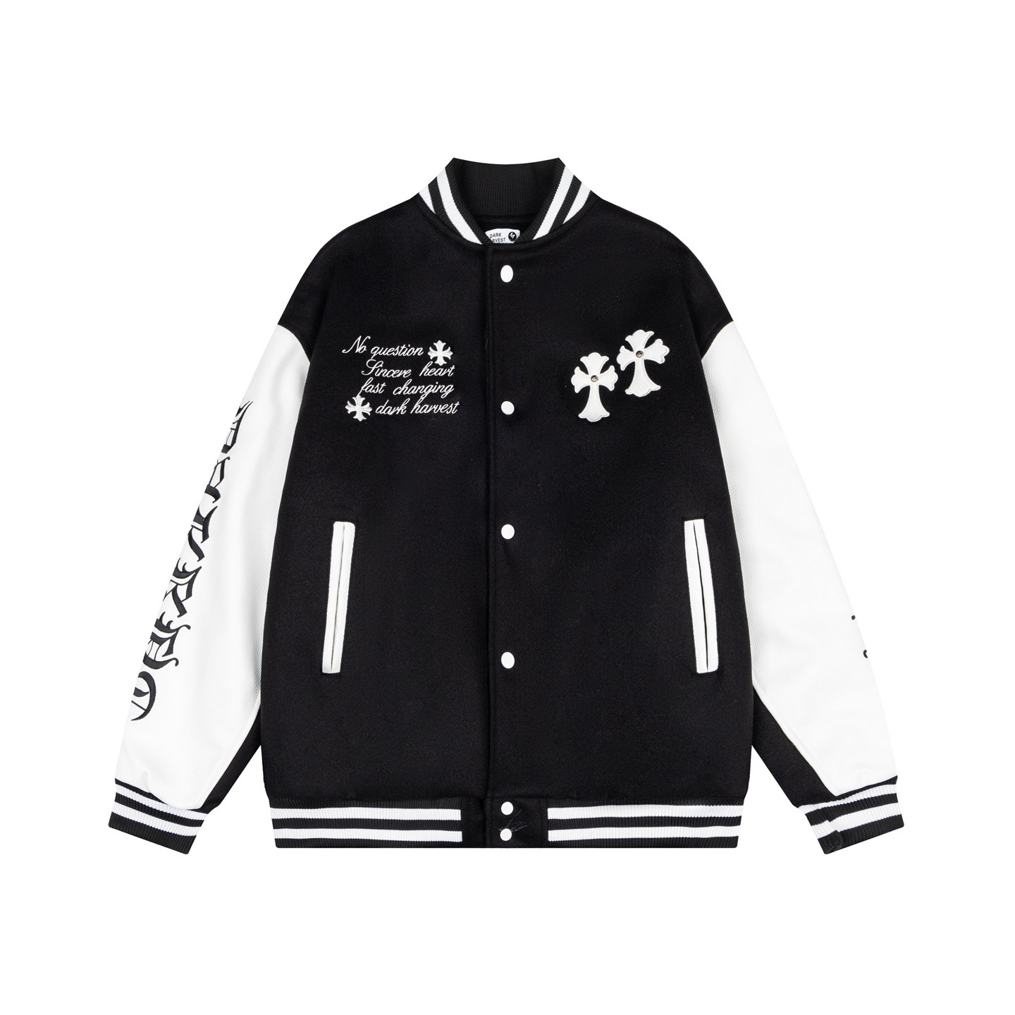 HTTAOSUP美式复古字母刺绣十字架棒球服夹克男女宽松夹棉外套潮牌,淘宝优惠券,粉丝福利购,淘宝优惠卷