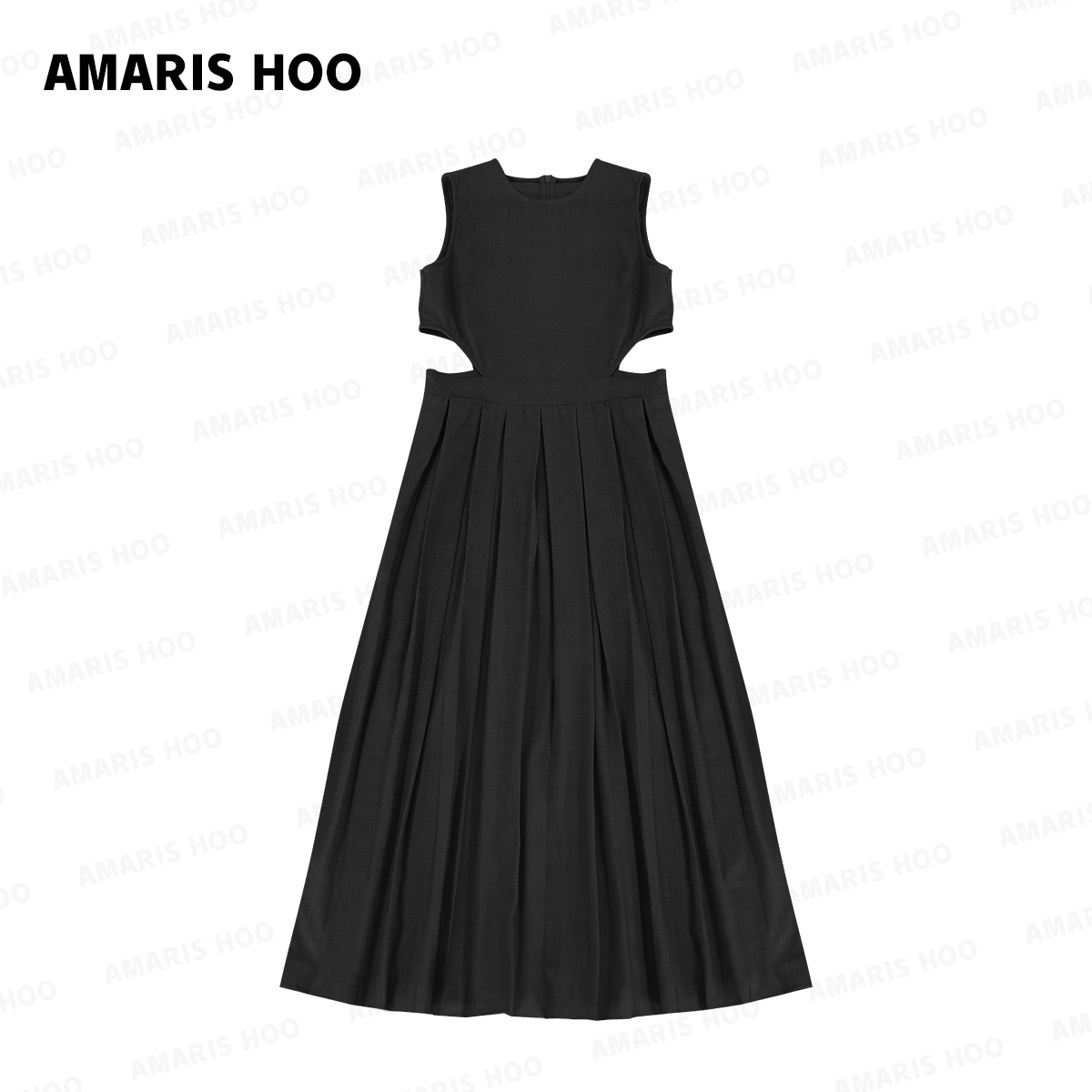 【AmarisHoo设计师款】露腰无袖显瘦性感气质百褶裙23Q1089 sss-图0
