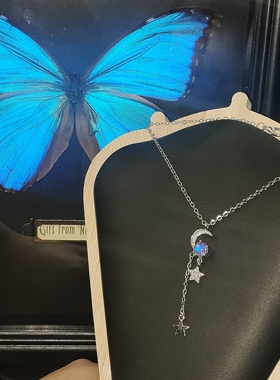 925银项链女时尚百搭月亮星星吊坠高级感轻奢锁骨链圣诞礼物