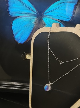 925银项链女时尚百搭圆形镶钻吊坠高级感轻奢锁骨链七夕礼物