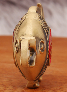 黄铜吞钱锦鲤转转手把件小鱼摆件年年有余装饰品工艺品可旋转挂件