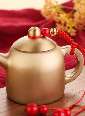 纯黄铜把把壶手把件马上胡可开盖手握麻将神器文玩把把胡手玩挂件