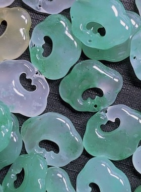 天然玉石非洲翠祥云锁尺寸21*17MM小精品天然玉石diy