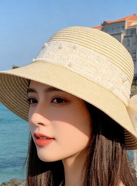 夏季沙滩防晒遮阳草帽女