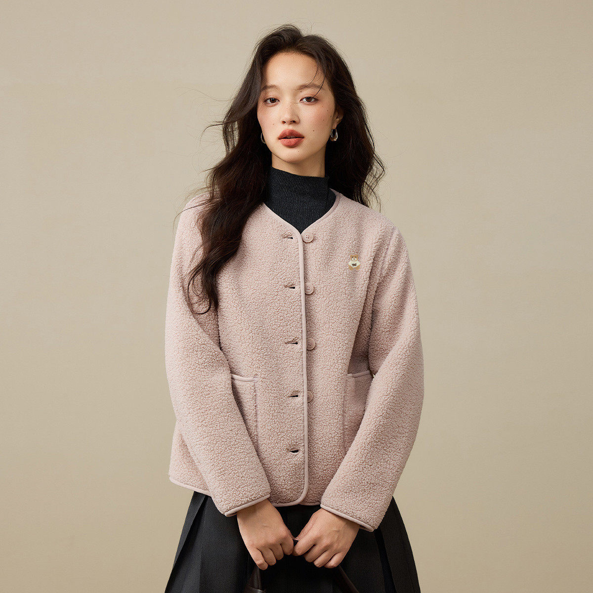 茵曼2025冬季新款加绒加厚保暖法式小香风外套女休闲宽松短款上衣,淘宝优惠券,粉丝福利购,淘宝优惠卷