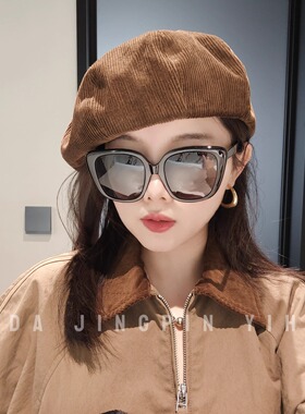 董洁同款灯芯绒帽子女