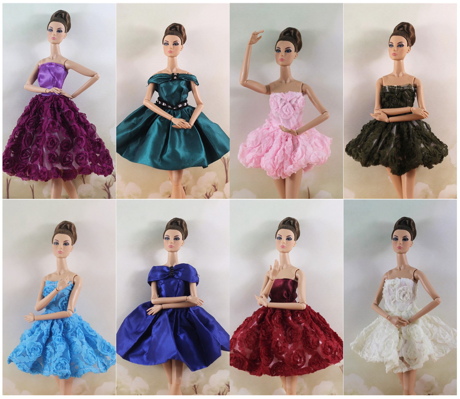 [纱裙]30厘米换装娃娃衣服6分衣服多色芭蕾舞短裙公主蕾丝网纱裙 - 图1