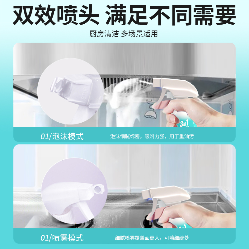 厨房抽油烟机强力去油污清洗剂重油污净除垢清洁油渍泡沫神器500g