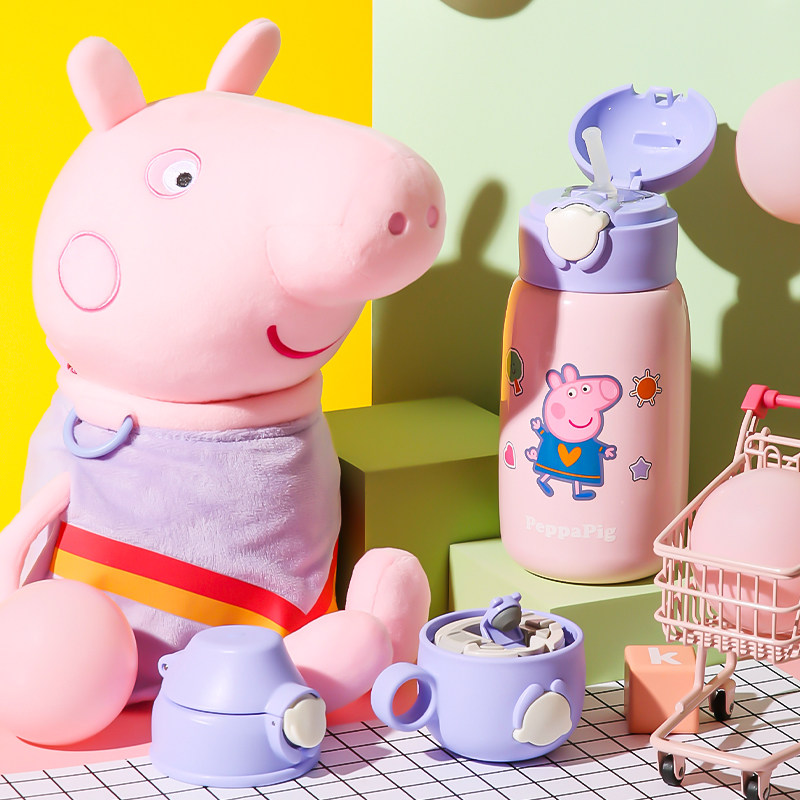 杯具熊熊抱儿童保温杯玩偶佩奇毛绒杯套水壶学生宝宝幼儿园水杯子,淘宝优惠券,粉丝福利购,淘宝优惠卷