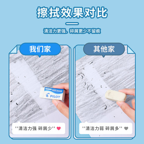 日本PILOT百乐橡皮擦小学生用儿童铅笔2b高光素描绘画无碎屑擦的干净不易留痕橡皮擦泡沫超大ER-F6 - 图0