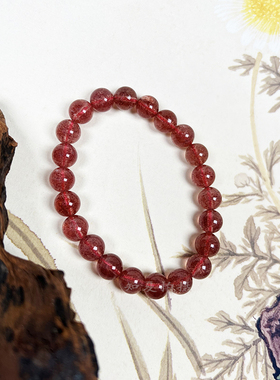 天然草莓晶水晶手链女甜美简约红