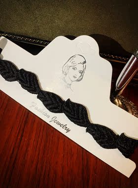 复古哥特黑蕾丝珍珠吊坠锁骨链