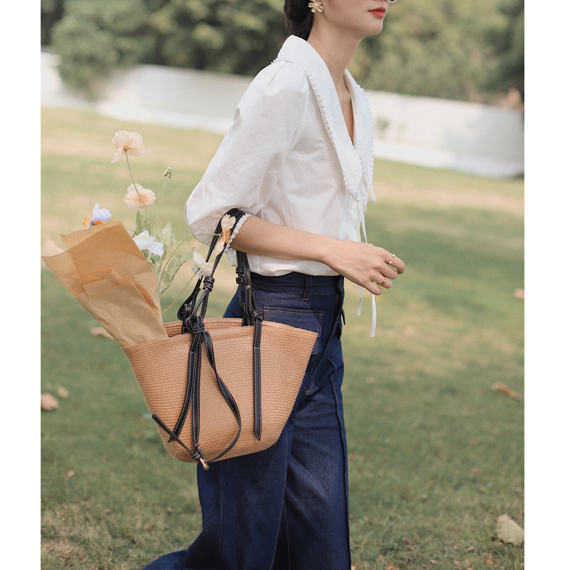 Bela studio法式复古娃娃领系带泡泡袖纯棉显瘦衬衣女博主同款 - 图2