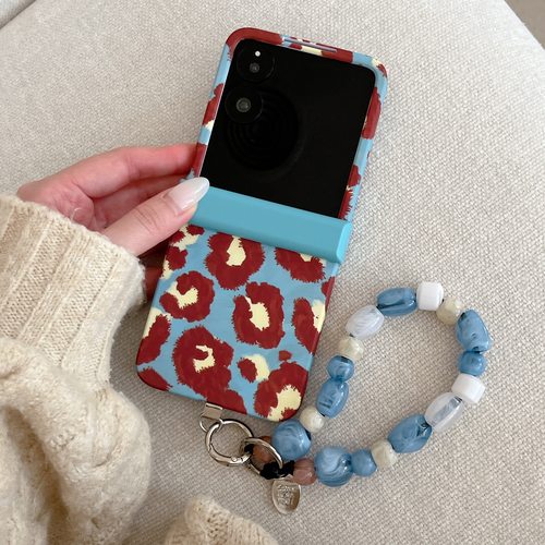 适用华为PuraX折叠屏手机壳荣耀MagicVFlip2壳膜一体小米MixFlip2全包中轴novaflipS手链蓝豹纹pocket2斜跨绳 - 图1