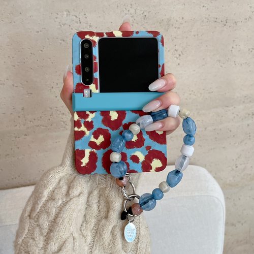 适用华为PuraX折叠屏手机壳荣耀MagicVFlip2壳膜一体小米MixFlip2全包中轴novaflipS手链蓝豹纹pocket2斜跨绳 - 图2