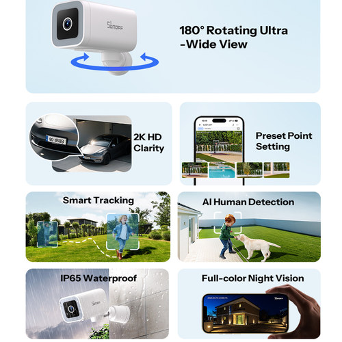 SONOFF CAM-B1P WiFi IP65户外防水智能监控2KHD安全防护易微联 - 图0