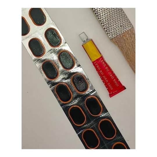 Parche de reparación de tubo interior, conjunto de herramientas de reparación de neumáticos, película de pegamento para reparación de neumáticos de vehículos eléctricos y motocicletas y bicicletas