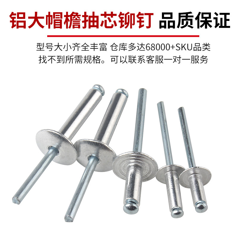 大帽铝铆钉抽芯铆钉大头拉铆钉大帽子铝制拉钉大扁头拉卯钉M4M5,淘宝优惠券,粉丝福利购,淘宝优惠卷