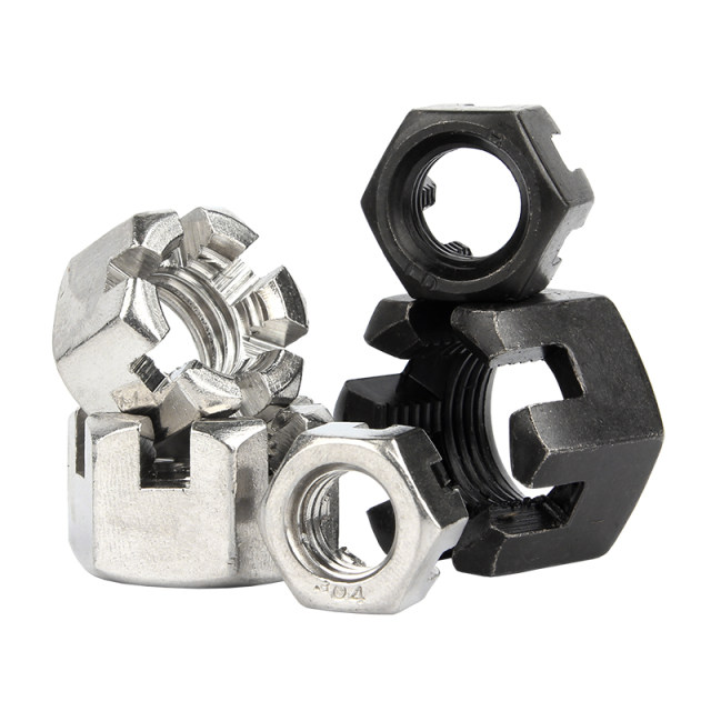 Hexagonal slotted nut