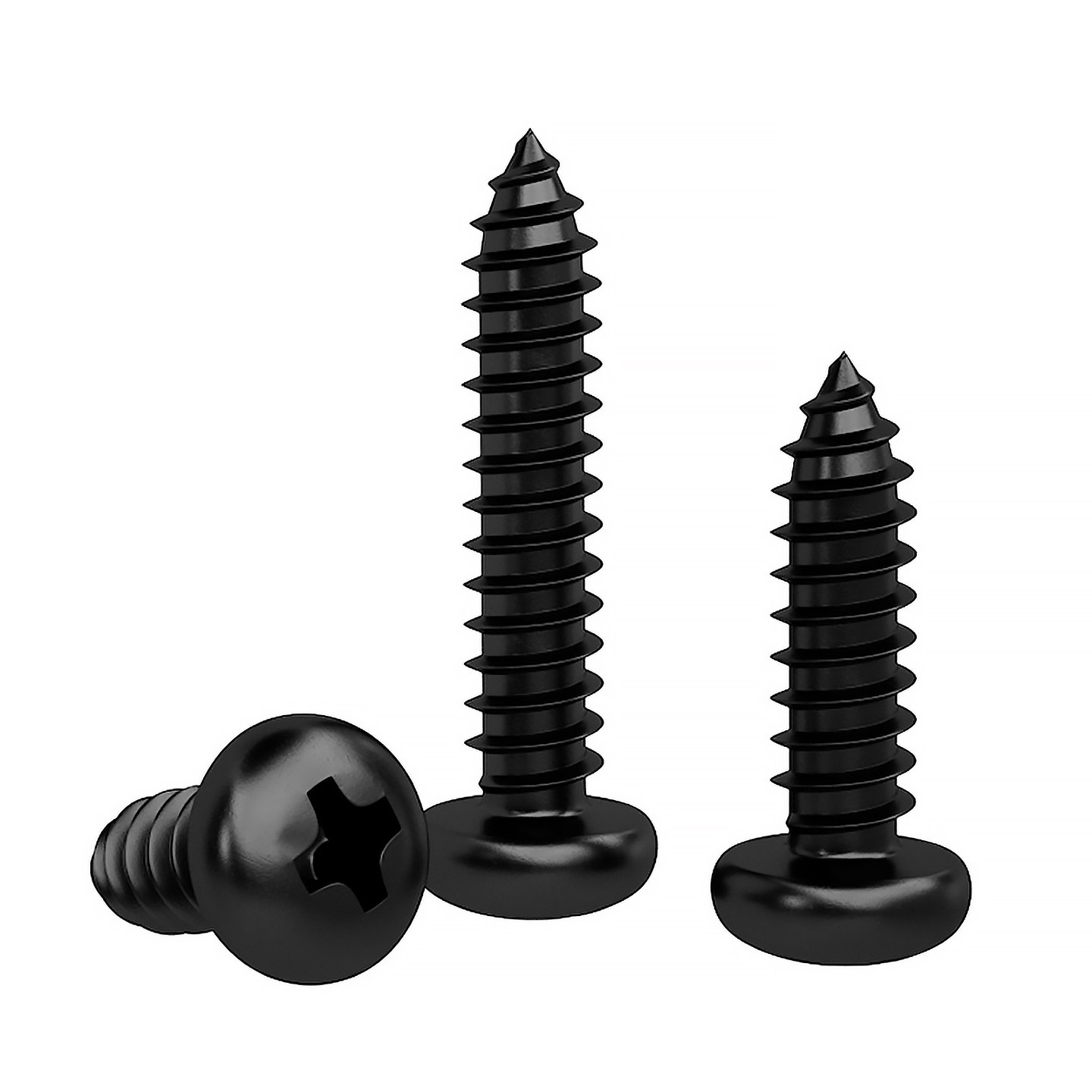 铁发黑十字圆头自攻螺丝钉盘头自攻钉元头电子木螺钉M2M3/M3.5/M4-图3