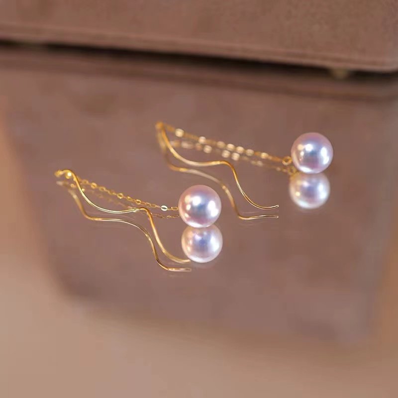 18K金欧美风耳线配件空托5-9mm海水珍珠波浪与闪O结合帽盖可遮瑕,淘宝优惠券,粉丝福利购,淘宝优惠卷