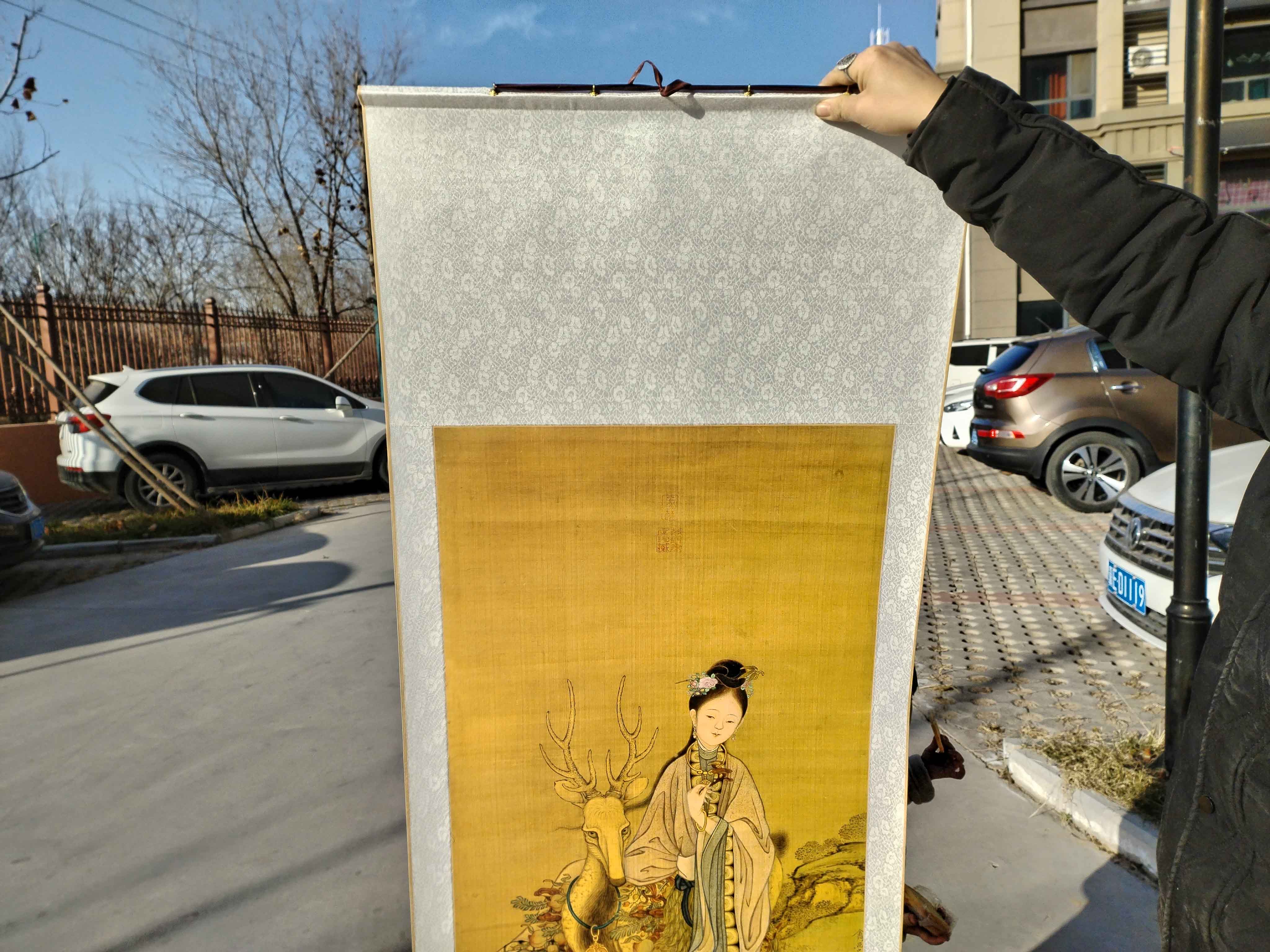 冷枚麻姑献寿图微喷打印明清工笔人物画临摹绢布画稿仕女画装饰画-图0