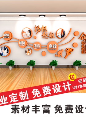 3d立体企业设计员工风采墙壁标语