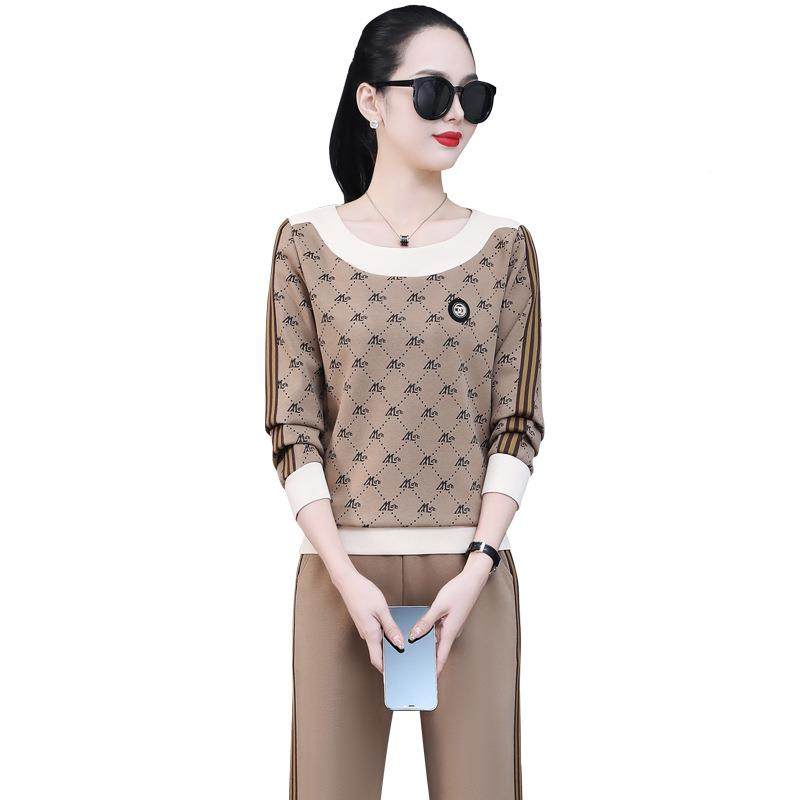 卫动衣套运女春装秋新99044880款时尚洋气减龄妈妈圆领印花休闲两,淘宝优惠券,粉丝福利购,淘宝优惠卷