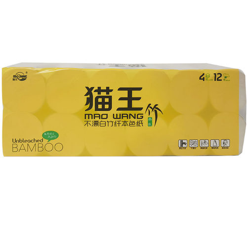 猫王本色竹浆1800克卫生纸 卷纸5层加厚不易破共24卷 - 图1