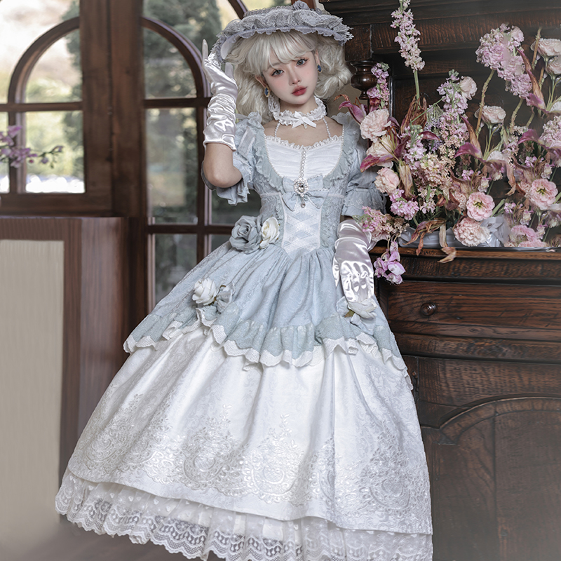 原创正版童话舞曲lolita洋装op蕾丝精美宫廷复古短袖甜公主连衣裙 - 图0