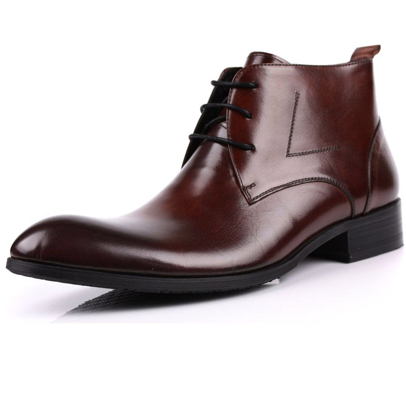 秋冬高档男士高帮皮鞋男尖头系带真皮大码时尚潮鞋皮靴短靴工装靴,淘宝优惠券,粉丝福利购,淘宝优惠卷