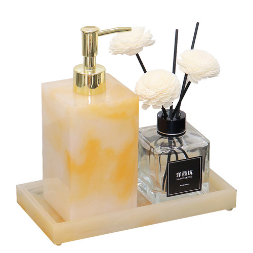 酒店欧式卫浴洗漱用品套件样板房浴室摆件洗手液瓶乳液瓶托盘套装 - 图3