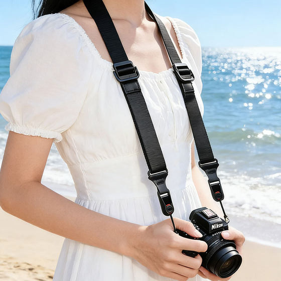 Universal camera crossbody strap with quick release