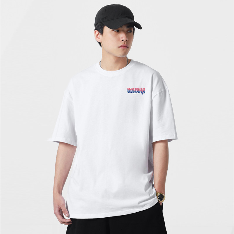 WASSUP HEODS夏季新款2024美式潮牌情侣短袖T恤男士宽松休闲纯棉,淘宝优惠券,粉丝福利购,淘宝优惠卷