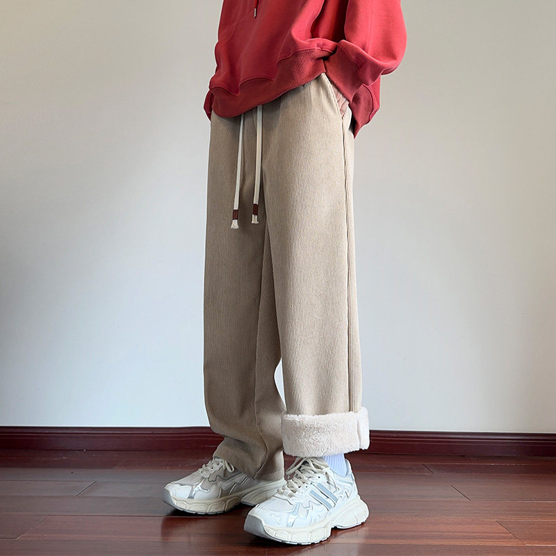 WASSUP羊羔绒卫裤男士秋冬季加绒加厚潮流休闲直筒青少年百搭长裤,淘宝优惠券,粉丝福利购,淘宝优惠卷