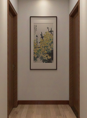 十兰名家手绘油菜花国画竖幅孤品