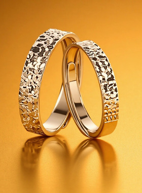 S999纯银碎冰冰开口戒指女时尚气质小众闪光新款潮指环情侣戒指