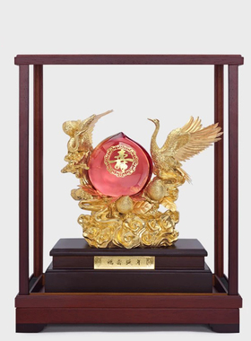 铜礼阁足金金箔松鹤寿桃祝寿礼盒