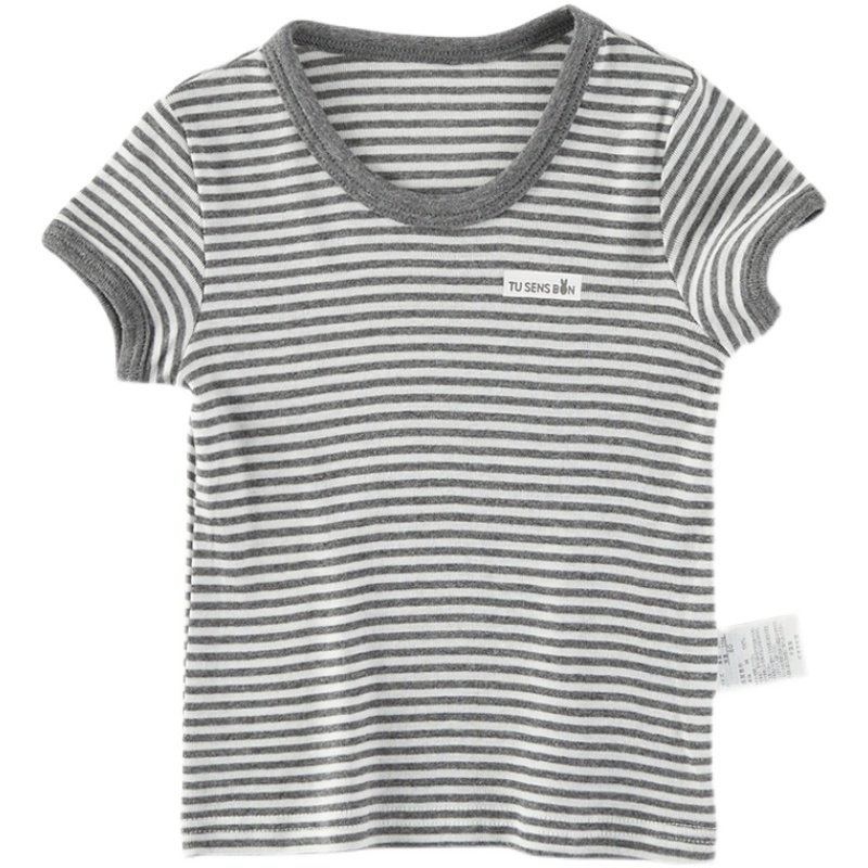 2025新款夏季男童短袖T恤纯棉婴儿宝宝圆领条纹童装上衣外穿吸汗,淘宝优惠券,粉丝福利购,淘宝优惠卷