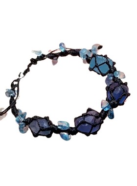 【深海暗里】合成蓝磷灰原石爆款手工编织简约设计深海色显白手链