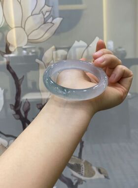缅甸老坑翡翠手镯冰种正圈圆条玉手镯飘花晴水贵妃玉镯子女款送礼