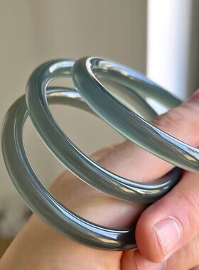 8mm库里蓝圆条美人镯玉髓镯子女款玉石冰透玛瑙手镯 轻奢小众