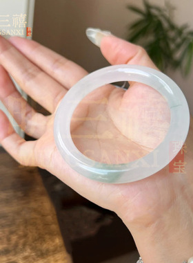 天山翠圆条手镯8mm古风飘翠色引流美人条微冰翠飘花玉镯